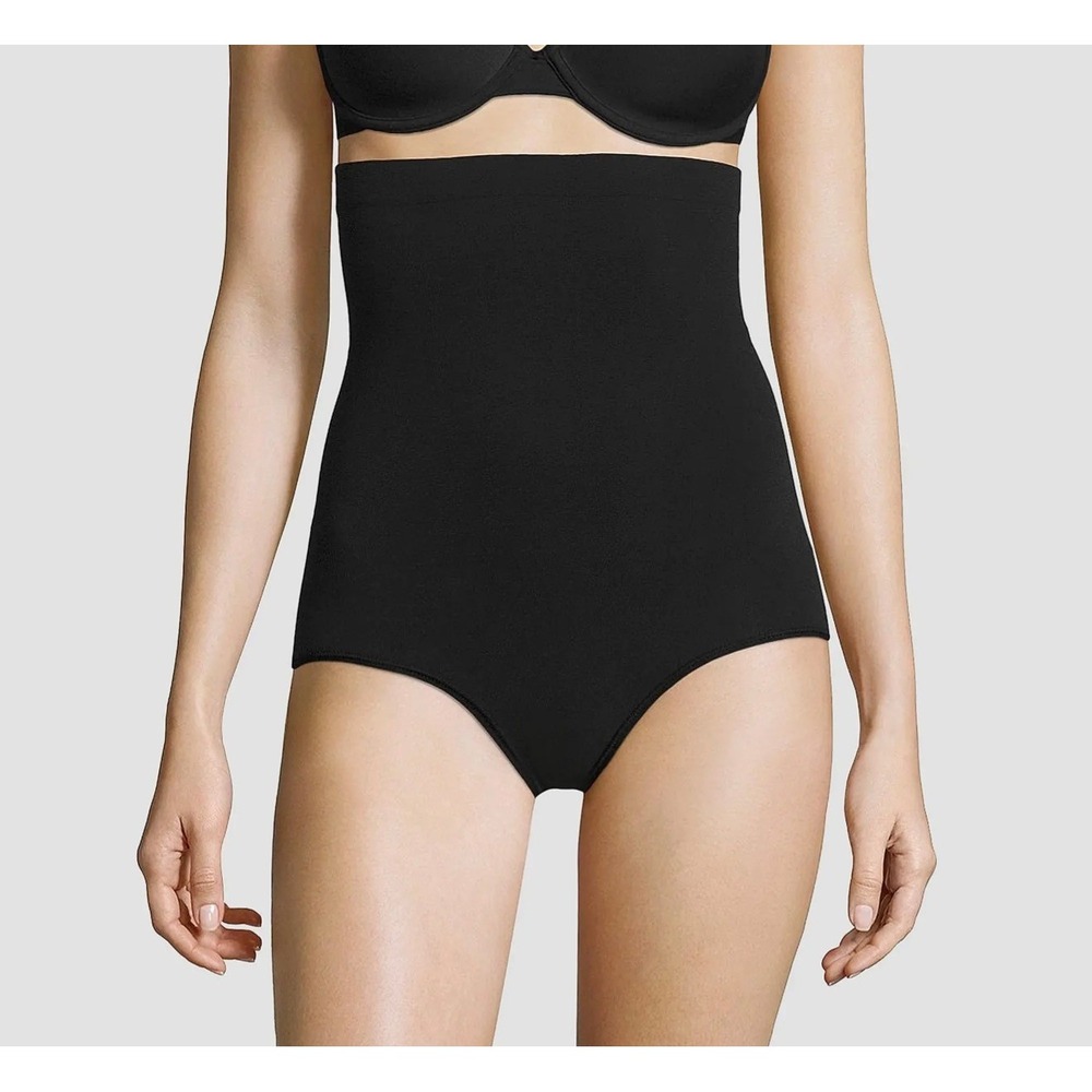 Spanx Size D Power Panties 408 Black High Waisted Mid Thigh Slimming Shapewear